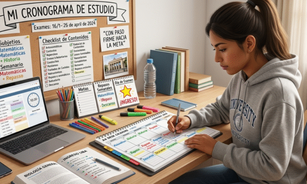 Cronograma de estudio para aprobar el ingreso a la universidad